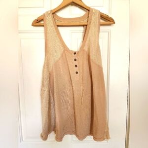 Listicle Tank Tan Size Large Boho Hippie Braided Detail Relaxed Fit